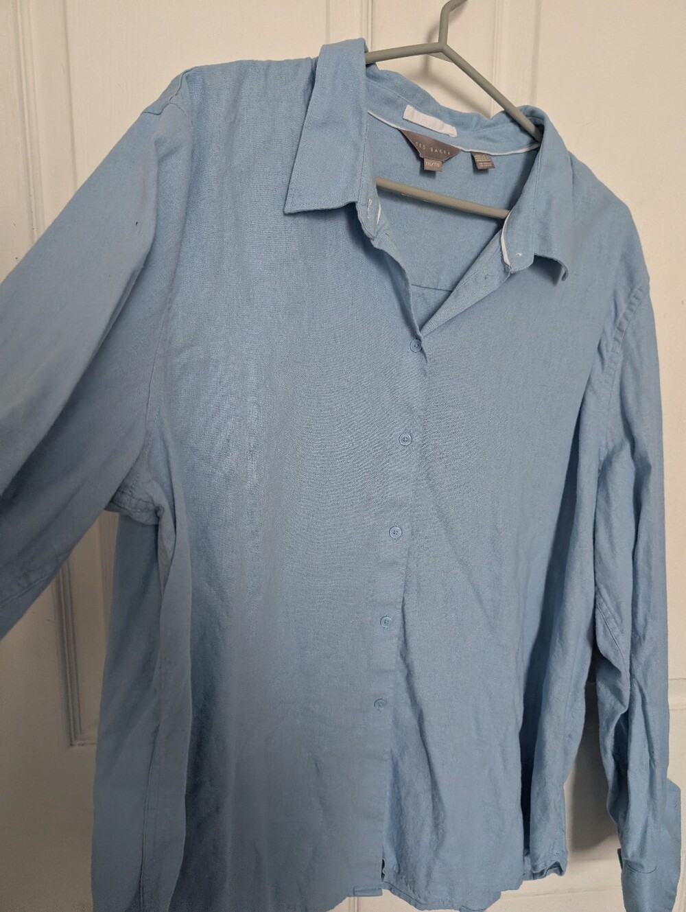 Women's 2XL Light Blue Button Down With White Detail